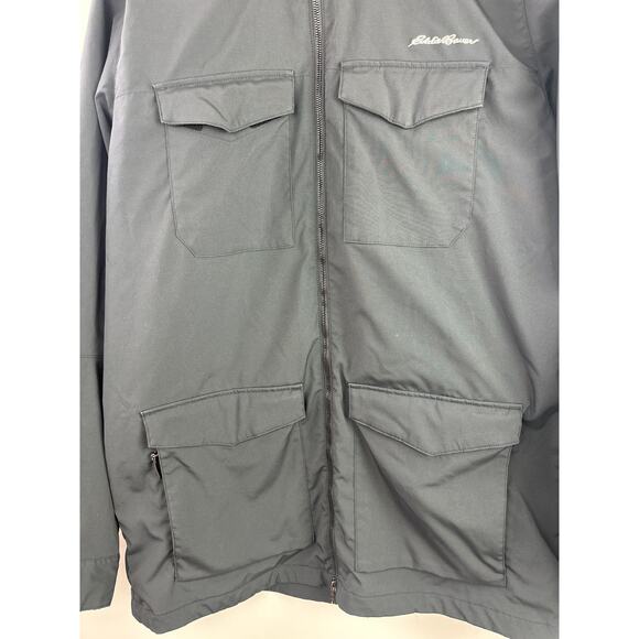 Eddie Bauer Jacket Travex Black Full Zip Hooded Hiking Cargo Men's TL Large Tall - Picture 5 of 12